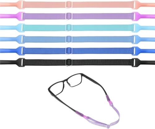 Uranbee Cordón Ajustable para Gafas, 6 Piezas Cuerda de Gafas Antideslizante, Ajustables para Gafas Deportivas Cordón Elástico Ajustable Para Gafas Para Mujer Hombre Niños