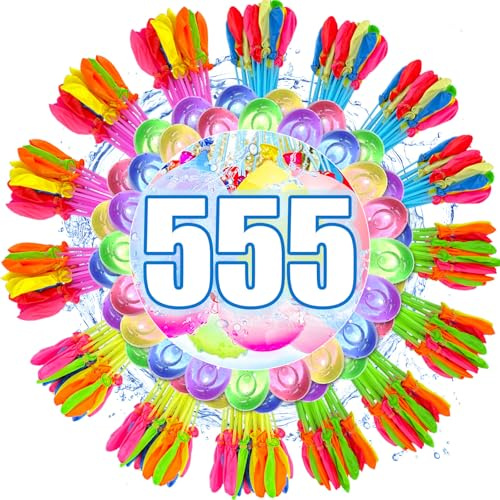 555 PCS Water Balloons Self Sealing, 10 Second Quick-Fill Water Bombs, Outdoor Summer Pool Party Toys for Garden Beach, Water Toy