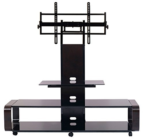 TransDeco TV Stand with Mount & Wheel for 35-85 TV, Espresso/Black