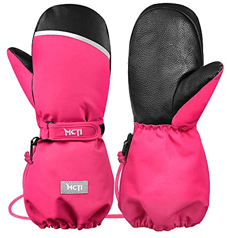 MCTi Skihandschuhe Kinder Kinderhandschuhe Wasserdicht Fäustlinge Handschuhe 1-16 Jahre Jungen Mädchen Winterhandschuhe Rot, S