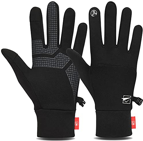 TOLEMI Thermal Winter Gloves for Men Women, Anti-Slip Touch Screen Liner Gloves for Running, Walking, Riding, Driving and Cycling