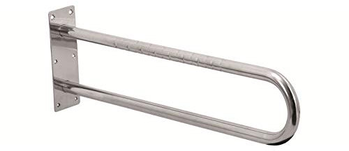 tecuro 1000 Massiver Stütz-/Haltegriff in Bügelform, Länge 850 mm, geprüft bis 120 kg nach EN 12182, Behindertengerecht, Edelstahl poliert - für Bad und WC