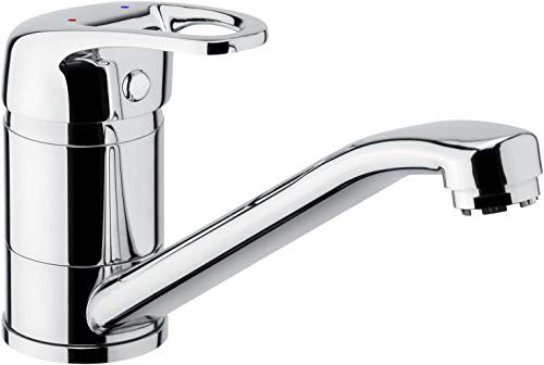 Cornat Spültisch-Einhebelarmatur Tavira - Hochwertiger Messingkörper - verchromt - 360° schwenkbarer Auslauf / Niederdruck-Armatur / Küchenarmatur / Wasserhahn / TAV52, Silber