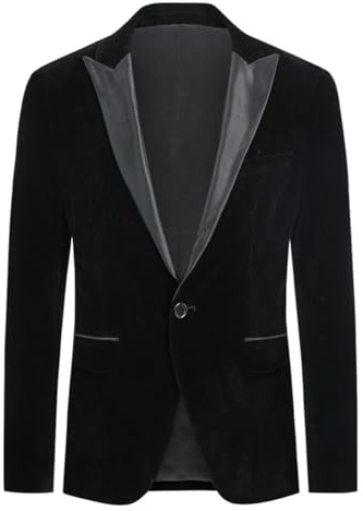 Herrdräkt blazer smal passform sammet en knapp kostym smoking jacka