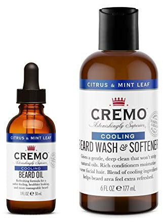CREMO - Beruhigendes Bartöl Für Männer | Natürliche Öle | Zitrus & Minze Duft | 30ml + Bartshampoo Für Männer |Zitrus & Minze | 177ml