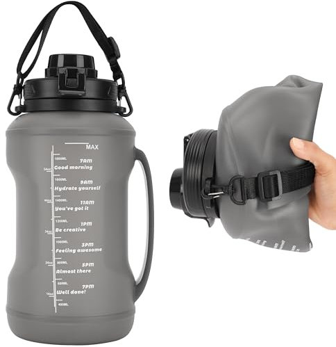 BELLE VOUS Gourde en Silicone Pliable avec Poignée - Bouteille d’Eau Isotherme de 2L - Bouteille Eau Reutilisable - Randonnée - Velo - Sport - Homme et Femme - Adulte et Enfant