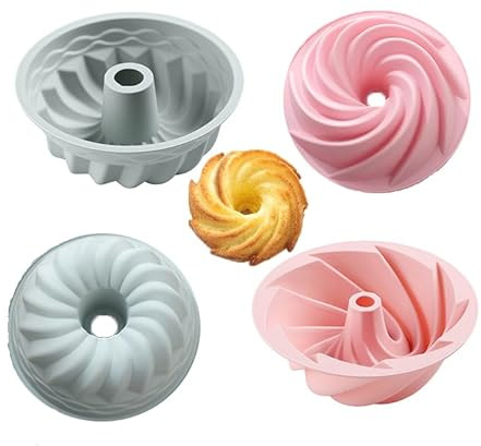zalati Cake Moulds 2pcs Food Grade Silicone Fluted Nonstick Cake Molds for Donut, Muffin, Cookie, Cakes Baking - 6 inches