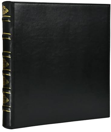 LETVPVOW Vintage Hardback 3 Ring Binder 1 Inch, Professional Leather Binder 3 Ring, Three Ring Binders Fits 8.5 x 11, D Ring Binders for Photo Album, Home, School and Office Supplies- Black