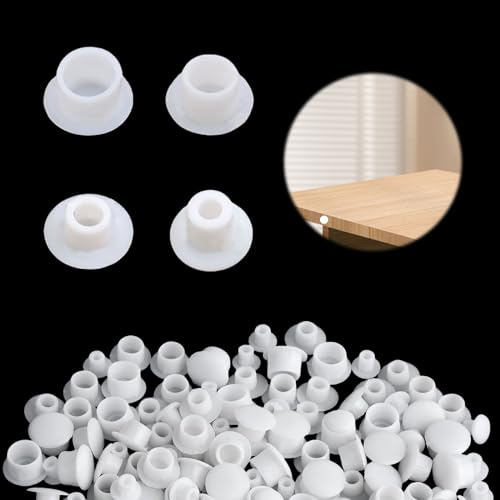 Bzzerumy 160 Stück Abdeckkappen für Bohrlöcher, Schraubenabdeckung Weiß, Schrauben Abdeckkappen, Bohrloch Abdeckkappen, Abdeckkappen für Schrauben, Kunststoff Weiß, 5mm/6mm/8mm/10mm
