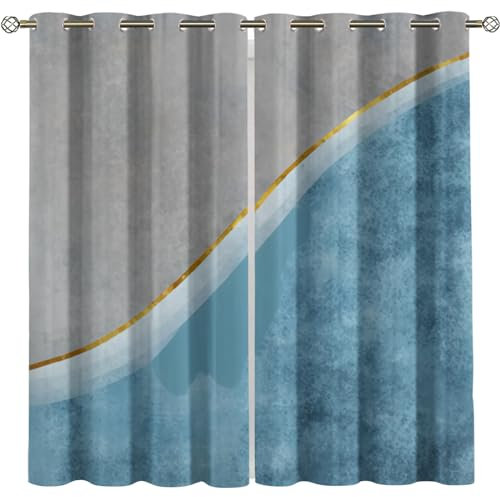 Kinder Gardinen Kinderzimmer Junge Mädchen Blickdicht Blau Und Grau Liegen Im Trend 140X160Cm 2Er Set Verdunkelungsvorhang Thermovorhang Hitzeschutz Vorhänge Wohnzimmer Schlafzimmer Vorhänge Mit Ös