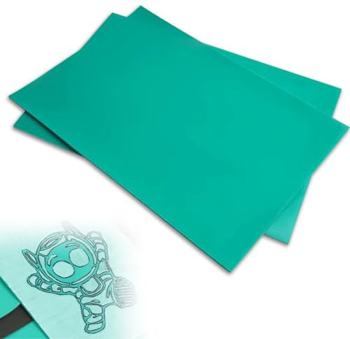 2 Stück A4 Weichgummi Linoldruck Platte zum Gravieren, Stempelgummi Linolschnitt, Grün Linolschnitt Platten, PVC Linolschnitt Platten für Gummi Stempel, Bastel und Druckprojekte