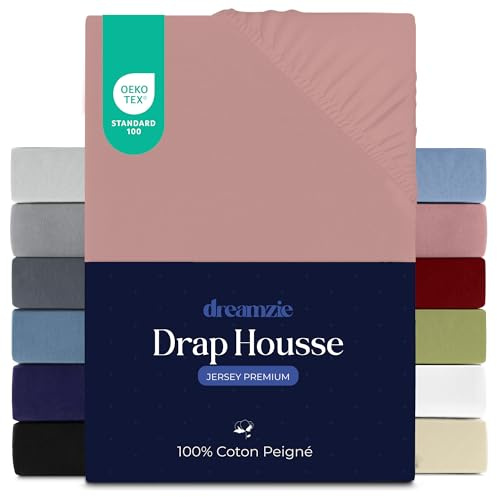 Dreamzie Premium Spannbettlaken 180x200 cm, Bettlaken 100% Jersey Baumwolle, Spannbetttuch für Dicke Matratzen bis zu 27 cm,150 g/m², Oeko-TEX Zertifiziert - Rosa
