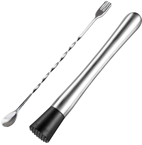Pestello da Cocktail 25 cm Acciaio Inox Cocktail Muddler con Cucchiaio Martello per Ghiaccio Tritato Accessori per Cucina Bar Ristorante