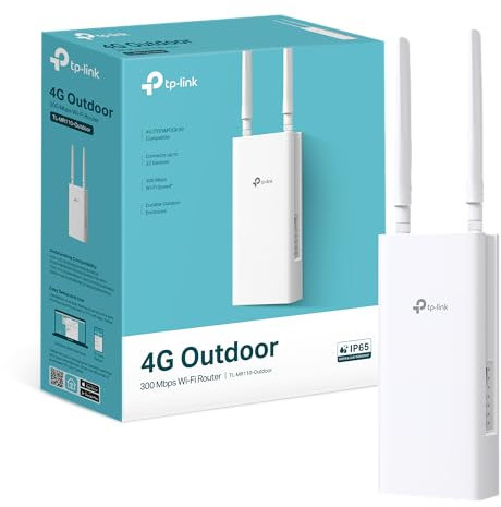 TP-Link TL-MR110-Outdoor 4G LTE Router, WLAN Router SIM Karte, 4G Cat 4 bis zu 150 Mbit/s, 2,4 GHz WLAN bis 300 Mbit/s, PoE/DC-Stromversorgung, IP65, Betriebstemperatur -30℃ bis +60℃