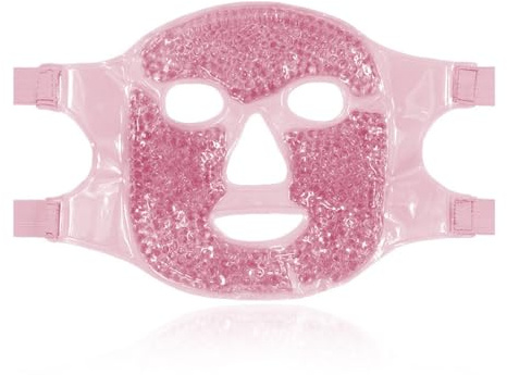 DOKRIN Mascarillas para el cuidado de la cara，1 pieza de mascarilla refrescante rosa, mascarilla facial reutilizable de frío y calor, adecuada para ojos hinchados y alivio de arrugas