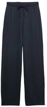 Marks & Spencer Pantalon texturé Coupe Carotte à Taille élastique Bleu Marine UK 12 (EU 40)