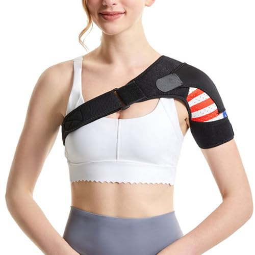 Supporto Spalla Neoprene con Fascia Regolabile - Tutore per Spalla per Artrite, Periartrite e Lussazione - Adatto a Sport, Riacquisto e Dolore Spalla Sinistra/Destra(Mimetico Rosso)