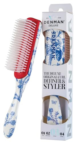 Denman D3 Curl Definer & Styler – 7 rader utredningsborste för släta, definierade lockar – precisionstylingborste för lockigt eller rakt hår, blå Belle