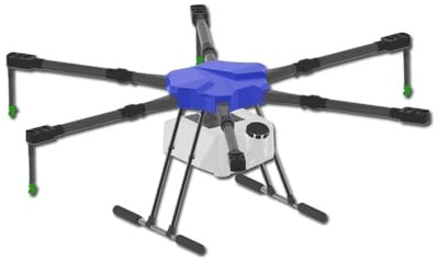 V1650 Hexacopter Heavy-Lift flygplattform 16L nyttolastkapacitet 40 mm kolfiberarmar Vikbara UAV ramsystemsats(Blue cover kit)