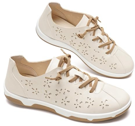 GLAMORA Zapatillas Mujer Cómodas Caladas Transpirables Zapatos Planos Casual Ligeros Flexibles con Cordones Elásticos Suela de Goma Antideslizante Plantilla Confort bg-40