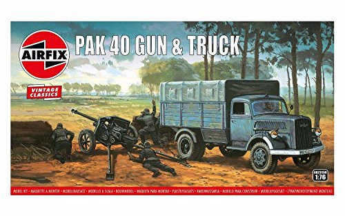 Airfix Vintage Classics Set - A02315V Pak 40 Gun & Track - Plastic Model Motor Vehicle Kits for Adults & Children 8+, Set Includes 65 Pieces, Sprues & Decals - 1:76 Scale Model Vehicle Set