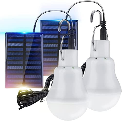 TechKen 2 Stück Solar Glühbirne, Solarlampe Hängend Tragbare Birne LED Licht Solarbirnen für Außen Lämpchen Solarleuchten im Freien 3 W,3-M Beleuchtung