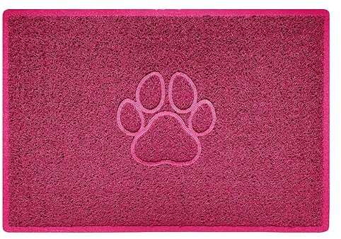 Nicoman Paw Embossed Shape Indoor Outdoor Dirt-Trapper Door Mat Washable Barrier Heavy Duty Doormat - (Watertight Rubber-Back, Large, Pink, 90 x 60cm)