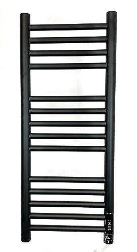 Greened House Scaldasalviette elettrico nero, 300 mm di larghezza x 720 cm di altezza, con timer integrato, nero opaco, a risparmio energetico
