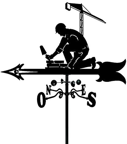 YHNJKS Creative maçon Sculptures girouette Outil de Mesure girouette en Acier Inoxydable girouette indicateur de Direction pour Jardin Patio Jardin Ornement