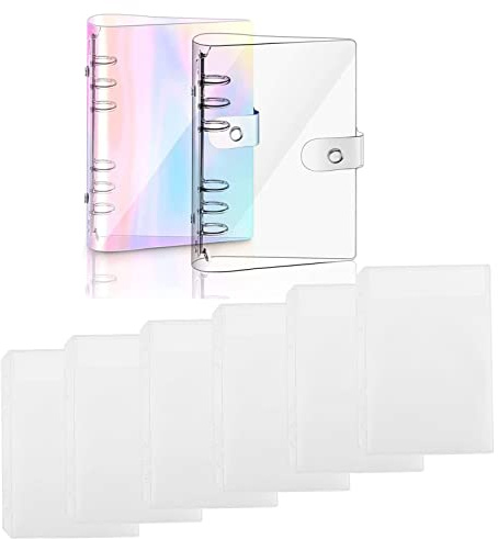 2 Pièces PVC Reliure à Anneaux et 6 Pièces Pochettes de Reliure A5 Couverture de Fichier pour Organisation de Affichage Bloc-notes Journal