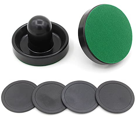 VOANZO 4-teiliges Tischhockey-Set, 76 mm, 4 Lufthockey-Schieber mit 4 Flanell, 8 Pucks – Schwarz