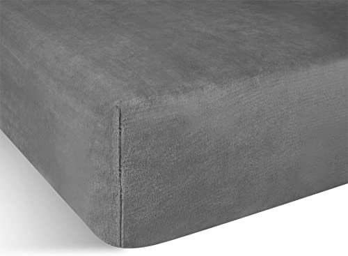 Flanell Spannbettlaken - Kuscheliges Bettlaken mit Cashmere Touch und 35 cm Steghöhe - Winter Spannbetttuch für 90x200, 100x200, 140x200 und 180x200 Farbe Anthrazit Größe 90-100 cm x 200 cm