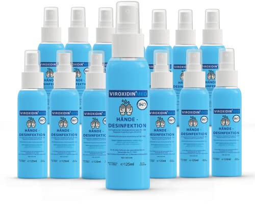 Viroxidin Med Desinfektionsmittel für Hände 15x 125ml Spray - Zur hygienischen Händedesinfektion - Begrenzt Viruzid PLUS gem. EN 14776 - Hygienische Handdesinfektion gegen Bakterien, Viren & Pilz
