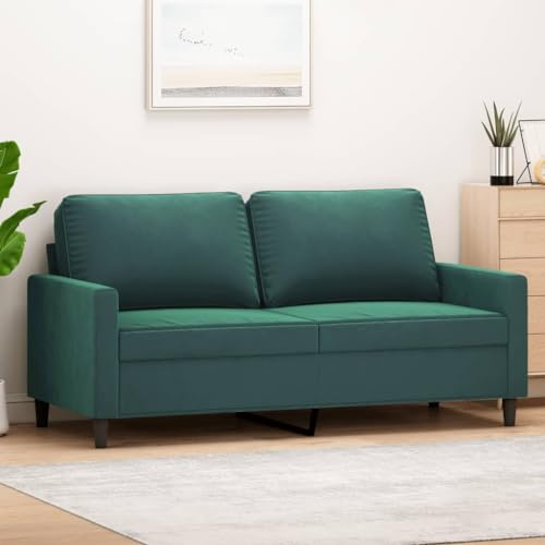 Willood 2-Sitzer-Sofa Couch für Wohnzimmer, Polstersofa mit Metallgestell, Loungesofa Zweisitzer Wohnzimmersofa Wohnzimmermöbel Dunkelgrün 140 cm Samt