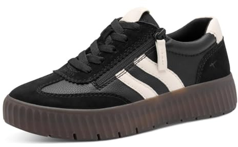 Tamaris Comfort baskets femme plates avec fermeture éclair loisirs, Black Comb, 39 EU