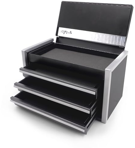 sdroceRyaM Mini Tool Box Metal Tool Chest with 3 Drawer and 1 Top Storage Portable Toolbox Storage for Daily Use 215x115x120mm, BLACK