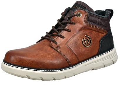 bugatti Stivali stringati da uomo, con fodera fredda, Cognac Dark Brown 6361, 42 EU