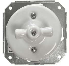 Interruttore da incasso in porcellana bianca 10A 250V 70x70mm ideale per restauri e decorazioni vintage