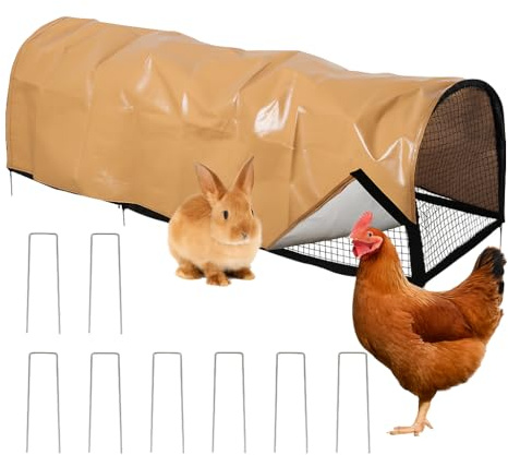 Túnel flexible para pollos, túnel para gallinas, para exteriores, resistente a la intemperie, con toldos de plástico, adecuado para pollos, patos y conejos, 200 x 65 x 60 cm