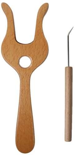 Stickgaffel i trä – snörvävsverktyg handgjort hantverkstillbehör | virkningssats för stickning av snörrep tillverkare princ gaffel