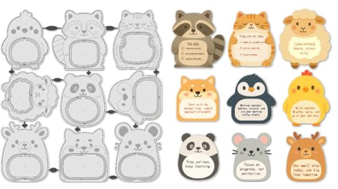 UNICRAFTALE 9Pcs Emporte Pièces Métalliques Animaux Thème Note Gabarits de Gaufrage 3D pour Création de Cartes DIY Journal Scrapbooking Décoration Art Papier 19.5x18.5 cm