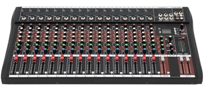 Dj Mixer 16-kanals Professionell Mixerkonsol Med Bluetooth, USB Och PC-inspelningsingång