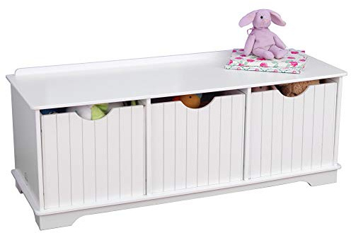 KidKraft Nantucket Aufbewahrungsbank aus Holz in Weiß mit 3 Schubladen, Kinderregal Spielzeugschrank, Spielzeug-Organizer, Spielzeugregal für Kinderzimmer, 14564