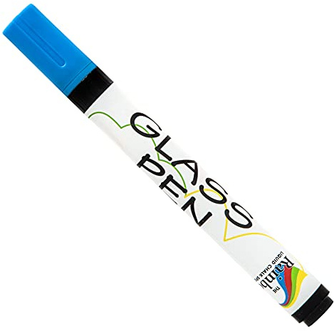Glass Pen Window Marker: Liquid Chalk Pens for Glass, Whiteboard Markers with Washable Paint - Graduation, Car Windows, Mirror Pen, Storefront, Wedding, Parade, Party & Holiday (Blue, Fine Tip)