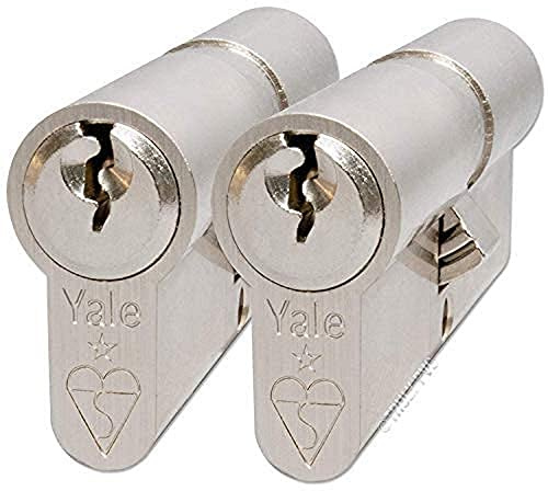 Yale KM3535-NP-KA Euro Double 1 Star Kitemarked Cylinder, 3 Keys Supplied, High Security, Boxed, Suitable for All Door Types, Nickel Finish, 35:10:35 (80 mm), Pack of 2