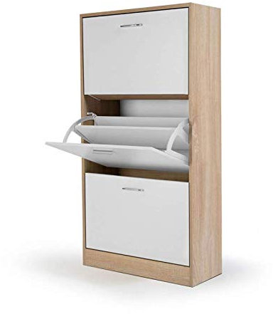 IDMarket - Zapatero KLARK imitación haya 3 puertas blancas
