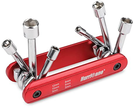 HURRICANE 6 in 1 Folding Nut Driver Set Metric, Hex Nut Driver Set, Folding Socket Wrench, Cr-V Steel Shank, Portable Premium Aluminum Handle. Easy to Carry Out. 5mm, 6mm, 8mm, 9mm, 10mm, 12mm