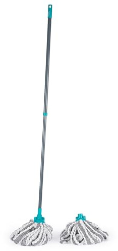 Beldray LA049179UFEUB Mop in tessuto antibatterico con manico telescopico e testa di ricambio, Trattamento con protezione antibatterica, Manico allungabile fino a 128 cm, Ultra assorbente, mocio