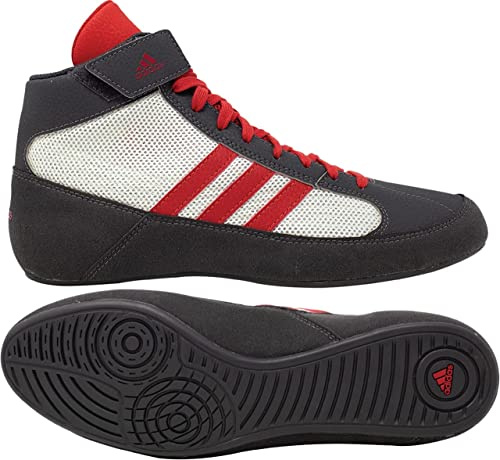 adidas Men's HVC Wrestling Shoes, Grey/White/Red, 12