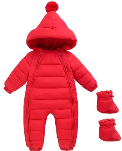 Ohrwurm Baby Snowsuit Winter Hooded Romper Down Skisuit Boys Girls Thick Jumpsuit Warm Outfits Red 0-6 Months
